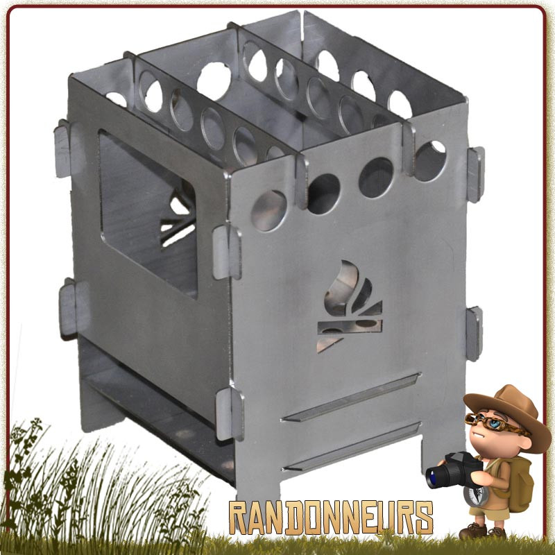 Réchaud bois BushBox de Bushcraft Essentials, réchaud titane ultra léger, multi combustibles (160 g) ultra compact Réchaud bois BushBox de Bushcraft Essentials, réchaud titane ultra léger, multi combustibles (160 g) ultra compact