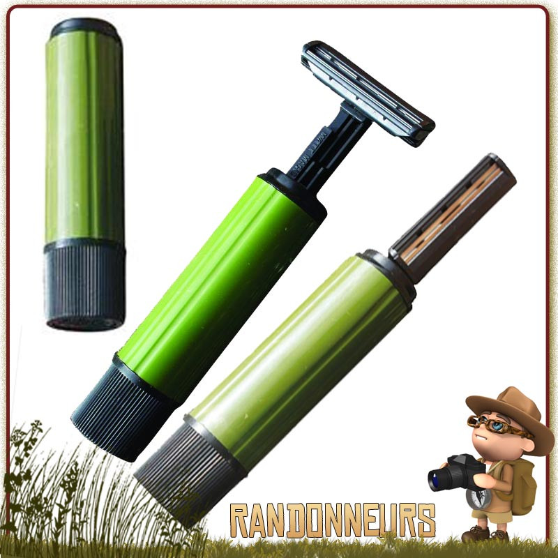 Rasoir twist portable et léger dont la lame s'intègre dans le manche par simple rotation pour la randonnée et voyage Rasoir twist portable et léger dont la lame s'intègre dans le manche par simple rotation pour la randonnée et voyage
