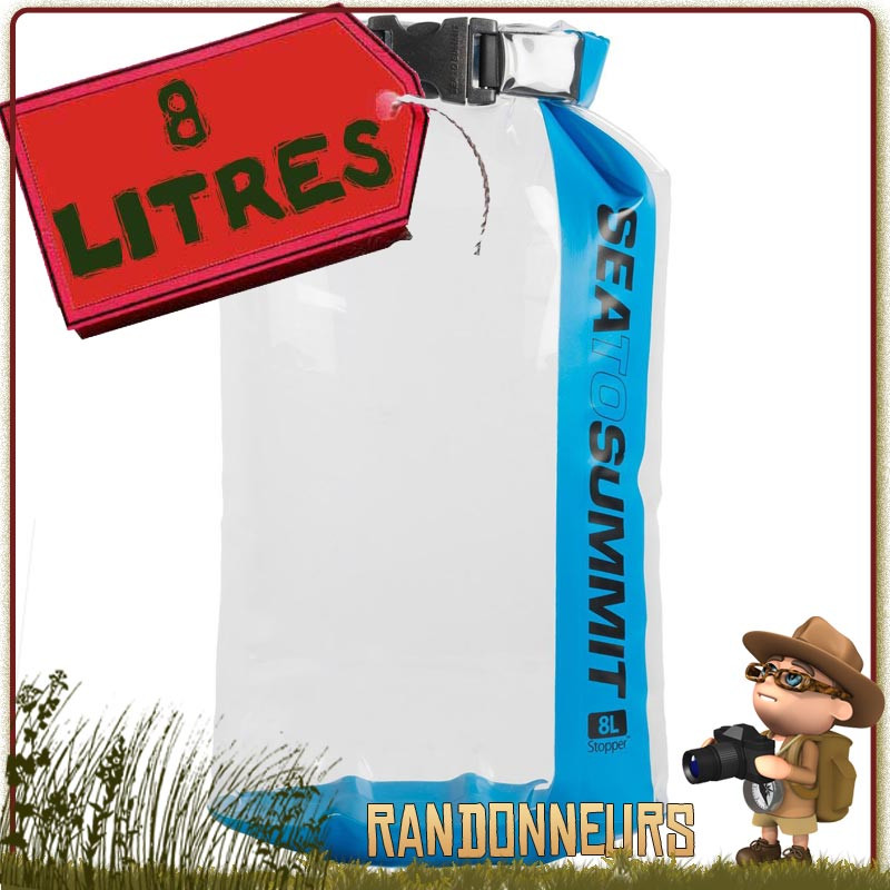 Sac Etanche Clear Stopper Transparent 8 Litres Sea To Summit de randonnée et sport activité nautique Sac Etanche Clear Stopper Transparent 8 Litres Sea To Summit de randonnée et sport activité nautique