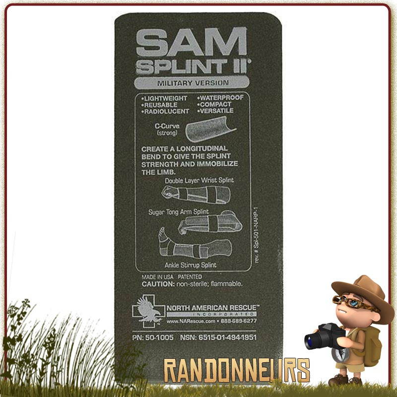 L'attelle SAM Splint sam medical structure souple et modelable. Adaptable situations premiers soins avec traumatisme L'attelle SAM Splint sam medical structure souple et modelable. Adaptable situations premiers soins avec traumatisme