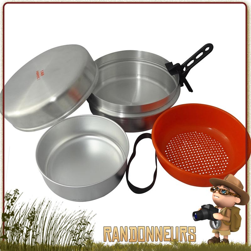 Popote Camping Aluminium 4-5 Personnes CAO, complète pour une famille ou groupe de randonneurs Popote Camping Aluminium 4-5 Personnes CAO, complète pour une famille ou groupe de randonneurs
