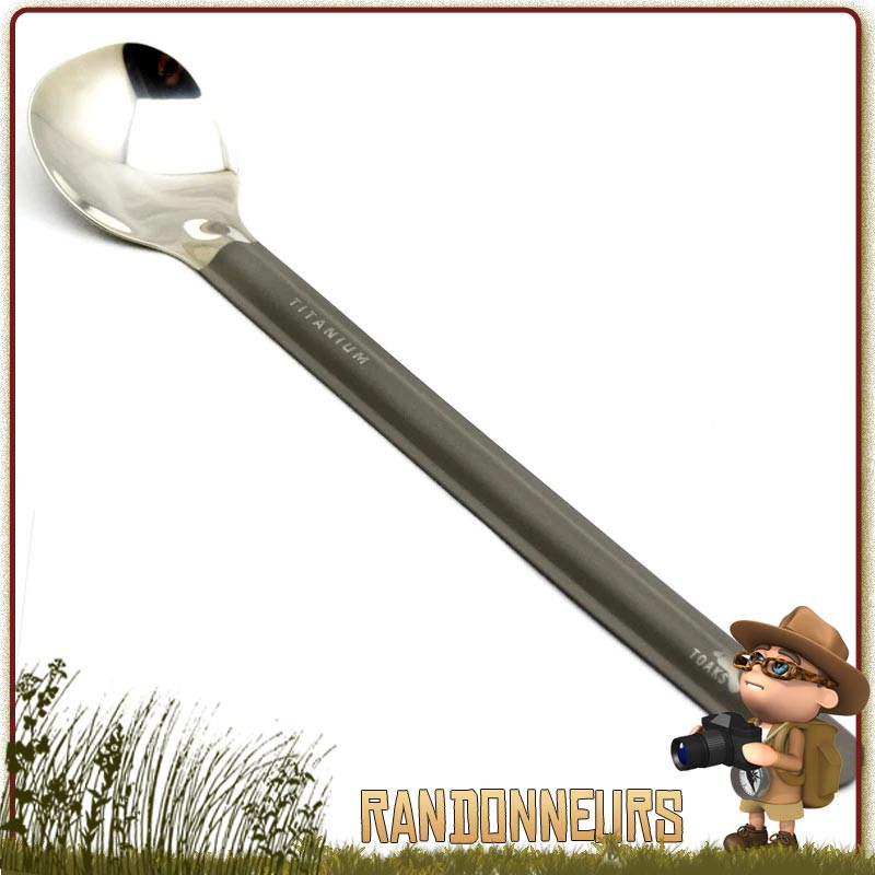 Cuillere Long Manche Titane Toaks ultra légère pour la randonnée et sachets repas lyophilisés Cuillere Long Manche Titane Toaks ultra légère pour la randonnée et sachets repas lyophilisés
