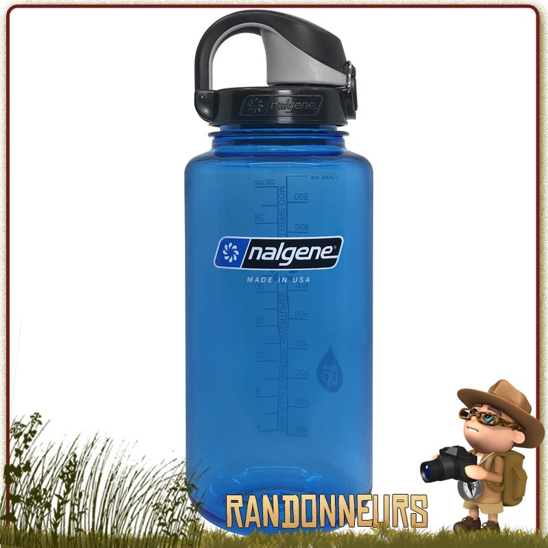 Gourde Nalgene OTF 100 cl BLEUE avec bouchon ouverture rapide et fermeture à pression d'une main Gourde Nalgene OTF 100 cl BLEUE avec bouchon ouverture rapide et fermeture à pression d'une main