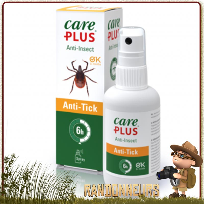 Lotion Spray 60 ml Répulsif Anti Tiques Care Plus se protéger tiques en randonnée, à la chasse Lotion Spray 60 ml Répulsif Anti Tiques Care Plus se protéger tiques en randonnée, à la chasse