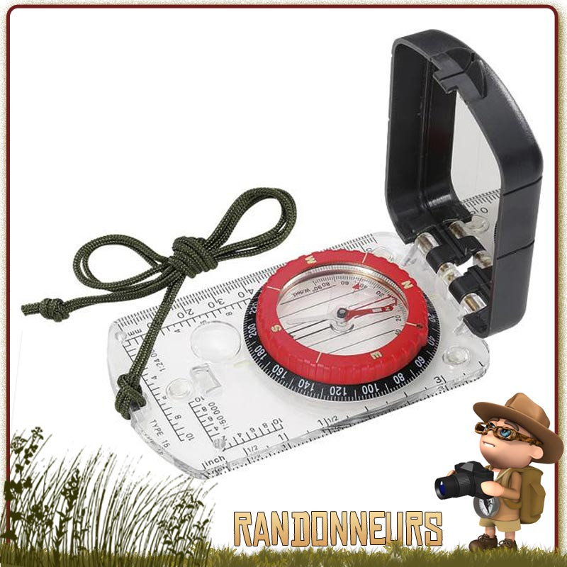 Boussole à visée avec miroir et clinomètre Herbertz pour randonner sur carte ign Boussole à visée avec miroir et clinomètre Herbertz pour randonner sur carte ign