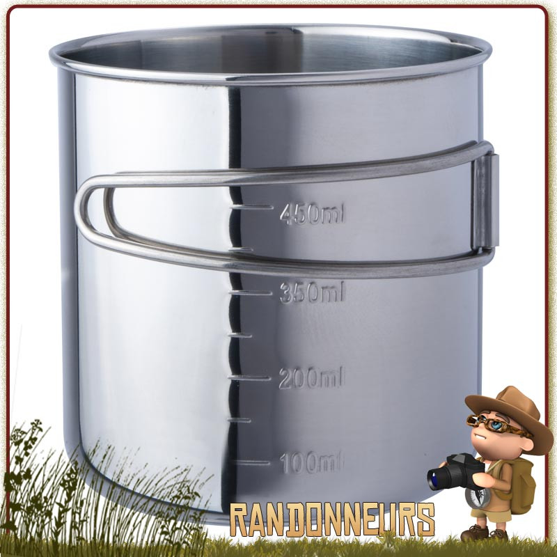 Tasse en acier inoxydable poignées repliables 60 cl compatible avec les gourdes Nalgene de 1 Litre Tasse en acier inoxydable poignées repliables 60 cl compatible avec les gourdes Nalgene de 1 Litre