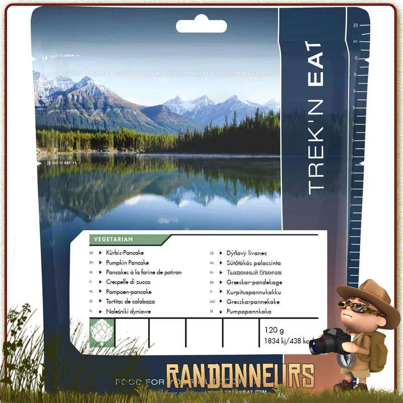 Pancake à la farine de potiron Trek'n Eat sachet lyophilise pour randonner Pancake à la farine de potiron Trek'n Eat sachet lyophilise pour randonner