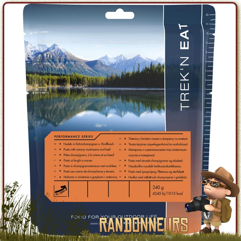 Pâtes Champignons Crème et Boeuf Trek'n Eat repas sachet lyophilise randonnee Pâtes Champignons Crème et Boeuf Trek'n Eat repas sachet lyophilise randonnee