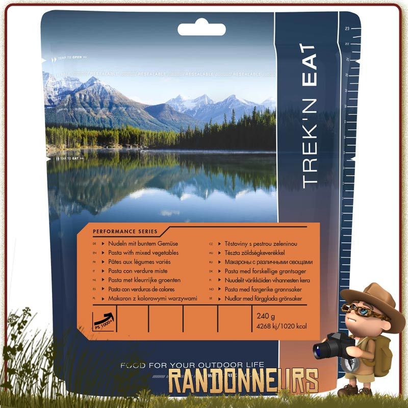 Pâtes aux légumes variés Trek'n Eat sachet repas lyophilisé pour randonner Pâtes aux légumes variés Trek'n Eat sachet repas lyophilisé pour randonner