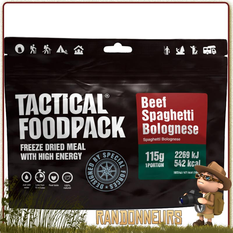sachet repas lyophilise Spaghetti au Bœuf Bolognaise Tactical Foodpack pour randonner léger sachet repas lyophilise Spaghetti au Bœuf Bolognaise Tactical Foodpack pour randonner léger