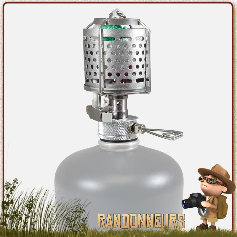 Petite lanterne en acier inox, éclairage 360 degrés, livrée avec adaptateur bouteilles de gaz EN417 et manchon Petite lanterne en acier inox, éclairage 360 degrés, livrée avec adaptateur bouteilles de gaz EN417 et manchon