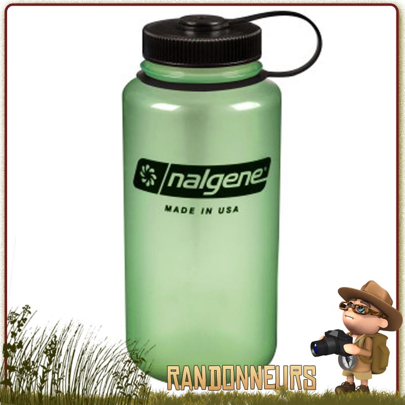 Gourde Nalgene Grande Ouverture 1L WM Glow phosphorescente de randonnée survie Gourde Nalgene Grande Ouverture 1L WM Glow phosphorescente de randonnée survie