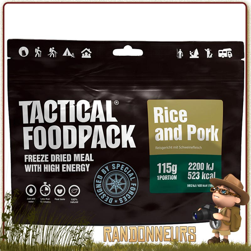 sachet repas lyophilisé randonnee survie Porc Sauce Tomate et Riz Tactical Foodpack sachet repas lyophilisé randonnee survie Porc Sauce Tomate et Riz Tactical Foodpack