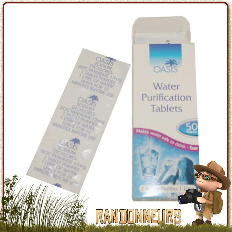 tablettes oasis, traitement de purification de l'eau contre les bactéries, virus et autres organismes de l'eau à base de chlore tablettes oasis, traitement de purification de l'eau contre les bactéries, virus et autres organismes de l'eau à base de chlore