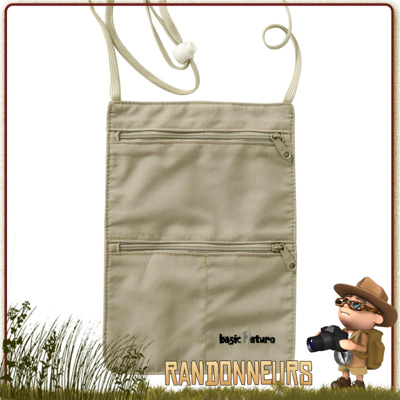 Pochette Tour de cou Secrete Basic Nature poly coton ultra légère Pochette Tour de cou Secrete Basic Nature poly coton ultra légère
