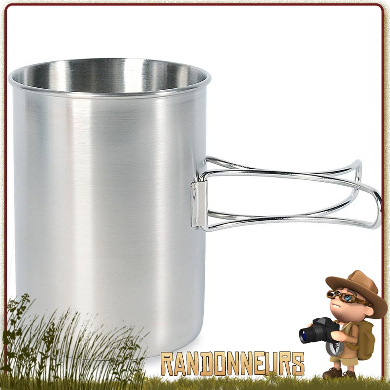 Tasse Acier Inox 85 cl Tatonka graduée, anses repliables compatible gourde Nalgene de 1 Litre pour feu de camp Tasse Acier Inox 85 cl Tatonka graduée, anses repliables compatible gourde Nalgene de 1 Litre pour feu de camp