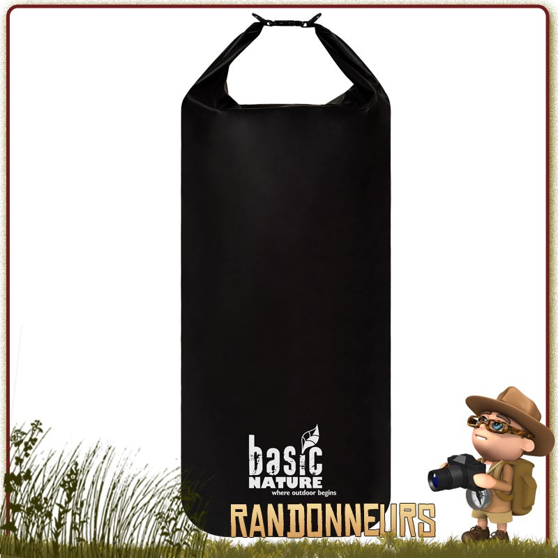 Sac Etanche PVC Packsack 80L Noir Basic Nature grande taille robuste Sac Etanche PVC Packsack 80L Noir Basic Nature grande taille robuste