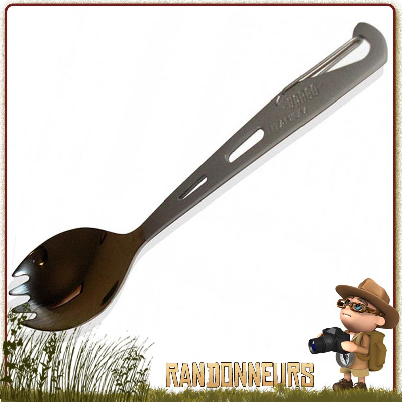 Cuillère Fourchette Spork Titane Vargo. Set couverts unique pour gain de poids et robustesse en randonnée légère Cuillère Fourchette Spork Titane Vargo. Set couverts unique pour gain de poids et robustesse en randonnée légère