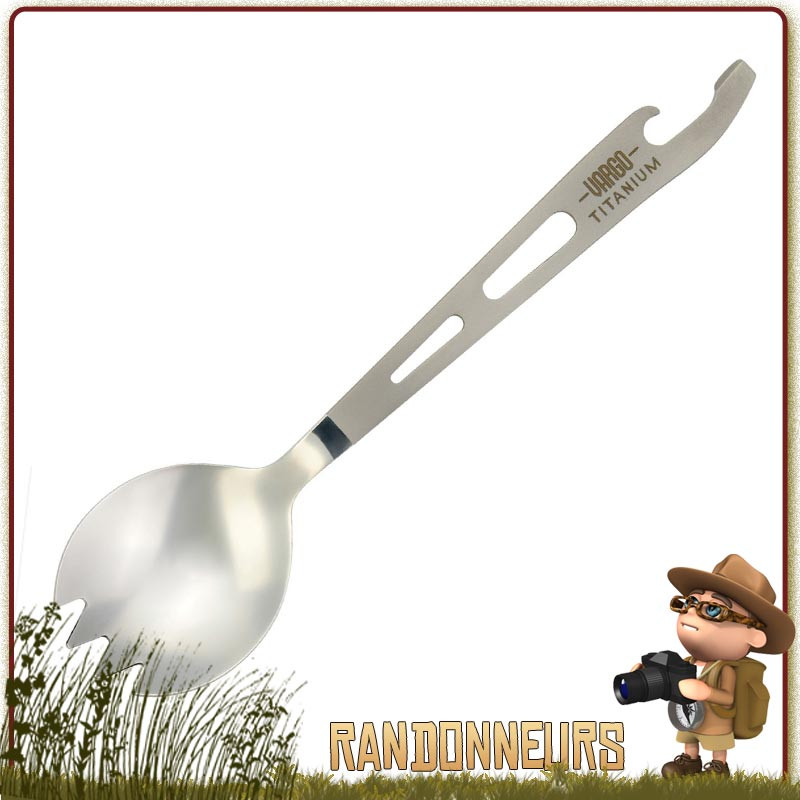 Cuillère Fourchette Scork Titane Vargo. couvert camping vaisselle titane ultra légère décapsuleur et ouvre boite Cuillère Fourchette Scork Titane Vargo. couvert camping vaisselle titane ultra légère décapsuleur et ouvre boite