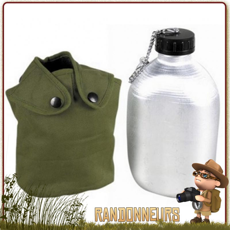 gourde armée française aluminium type M52 CAO de 1.3 litres avec housse nylon. Gourde militaire alu M52 française gourde armée française aluminium type M52 CAO de 1.3 litres avec housse nylon. Gourde militaire alu M52 française