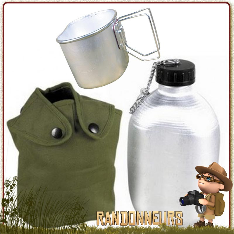 gourde armée française aluminium type M52 CAO de 1.3 litres avec housse nylon. Gourde militaire alu M52 française gourde armée française aluminium type M52 CAO de 1.3 litres avec housse nylon. Gourde militaire alu M52 française
