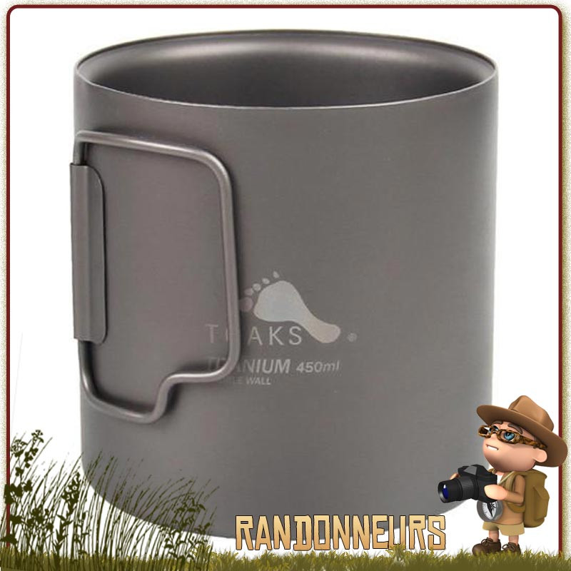 tasse Titane Toaks titane ultra légère randonnée ultra light. 45 cl 132 g, poignées repliables Toasks double paroi isotherme tasse Titane Toaks titane ultra légère randonnée ultra light. 45 cl 132 g, poignées repliables Toasks double paroi isotherme