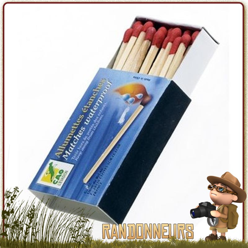 Boite carton d'allumettes imperméables (x25 par boite), indispensables en cas de situation d'urgence survie, pour allumer un feu Boite carton d'allumettes imperméables (x25 par boite), indispensables en cas de situation d'urgence survie, pour allumer un feu