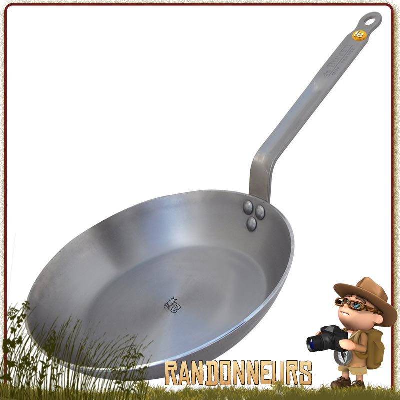 Poêle à frire bushcraft acier minéral B De Buyer 26 cm, bivouac fabrication française Poêle à frire bushcraft acier minéral B De Buyer 26 cm, bivouac fabrication française