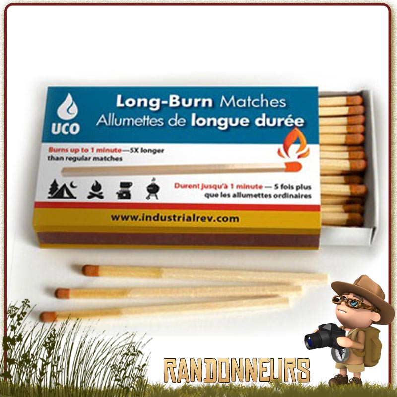 Boite de 50 allumettes longue durée UCO GEAR idéales pour allumer un feu de camp bushcraft, lanterne et bougies Boite de 50 allumettes longue durée UCO GEAR idéales pour allumer un feu de camp bushcraft, lanterne et bougies
