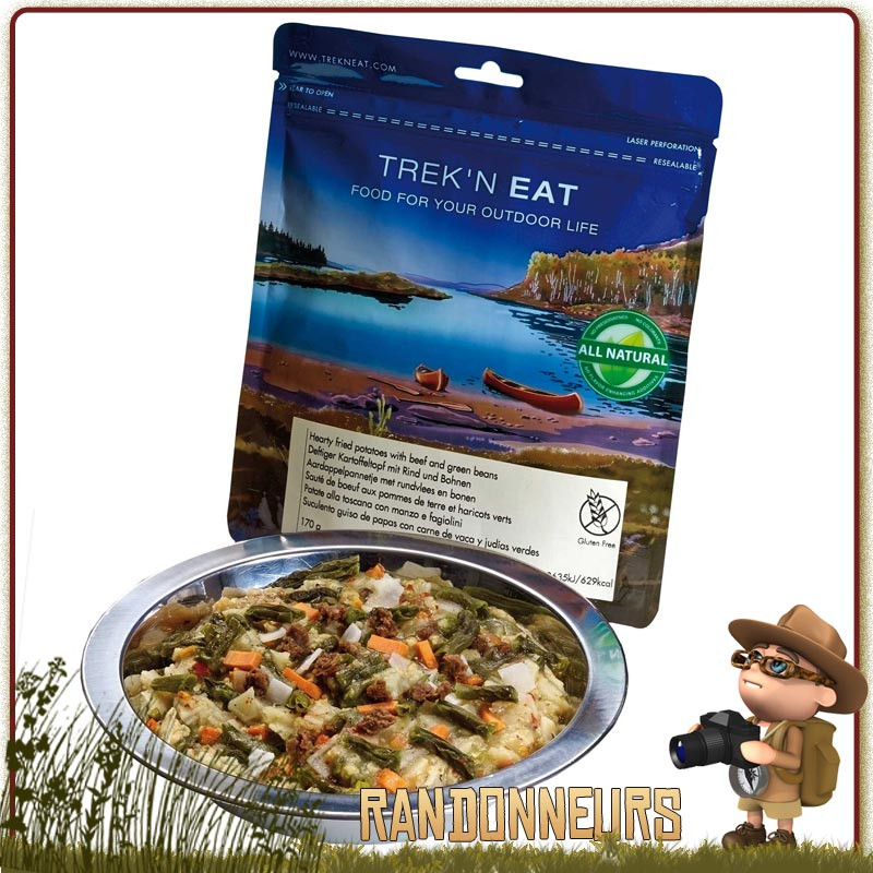 Sachet de Sauté de Bœuf Pomme de Terre Haricots Verts Trek'n Eat lyophilisé Sachet de Sauté de Bœuf Pomme de Terre Haricots Verts Trek'n Eat lyophilisé