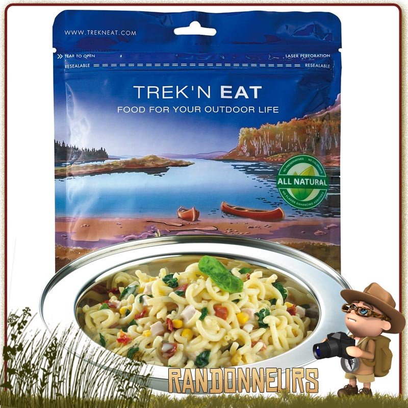 PÂTES A LA CRÈME ET ÉPINARDS AU POULET TREK'N EAT lyophilisés pour un repas trekking PÂTES A LA CRÈME ET ÉPINARDS AU POULET TREK'N EAT lyophilisés pour un repas trekking