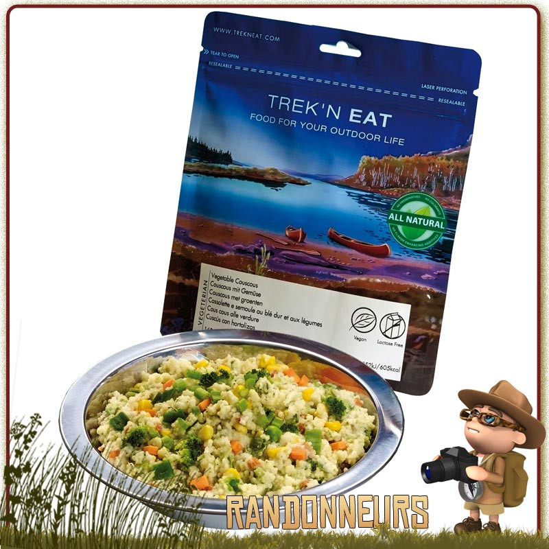 Plat lyophilisé végan de randonnée trek'n eat Semoule de Blé Dur aux Légumes Plat lyophilisé végan de randonnée trek'n eat Semoule de Blé Dur aux Légumes