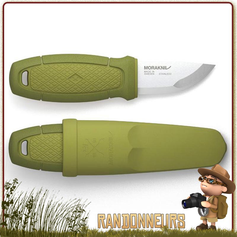Le poignard survie Eldris Mora propose un manche POP avec grip anti-glisse et est livré avec un étui plastique rigide Le poignard survie Eldris Mora propose un manche POP avec grip anti-glisse et est livré avec un étui plastique rigide