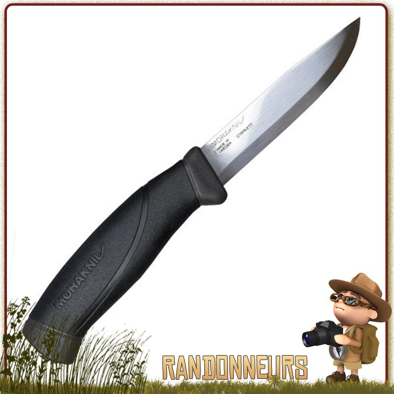 Poignard COMPANION Noir Anthracite Mora lame acier inox 10 cm pure tranchante Poignard COMPANION Noir Anthracite Mora lame acier inox 10 cm pure tranchante
