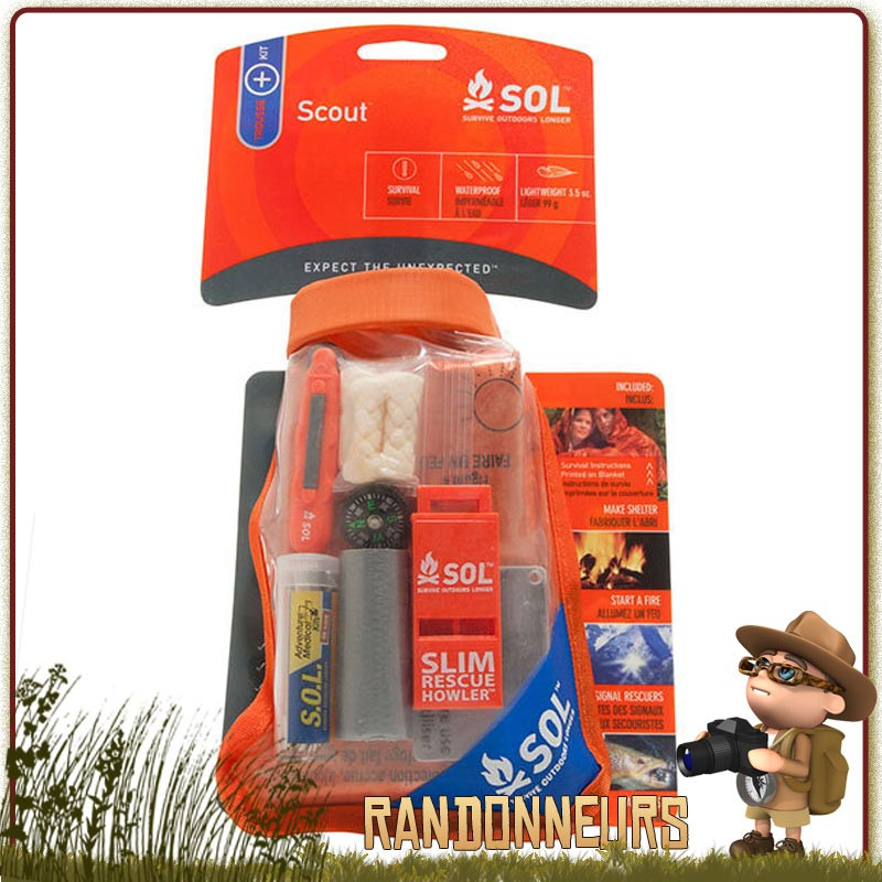 Kit de survie SCOUT de SOL, équipement de survie complet, léger et compact Kit de survie SCOUT de SOL, équipement de survie complet, léger et compact