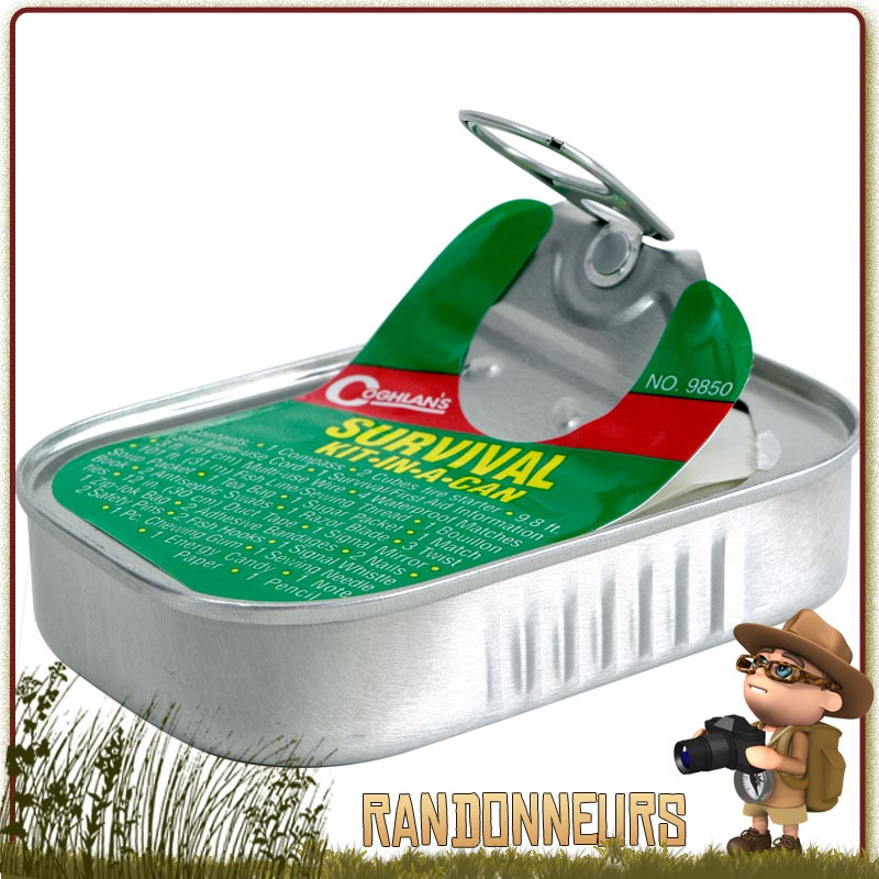 Kit de survie complet Coghlans en conserve étanche, kit de survie complet en boite de conserve est étanche Kit de survie complet Coghlans en conserve étanche, kit de survie complet en boite de conserve est étanche