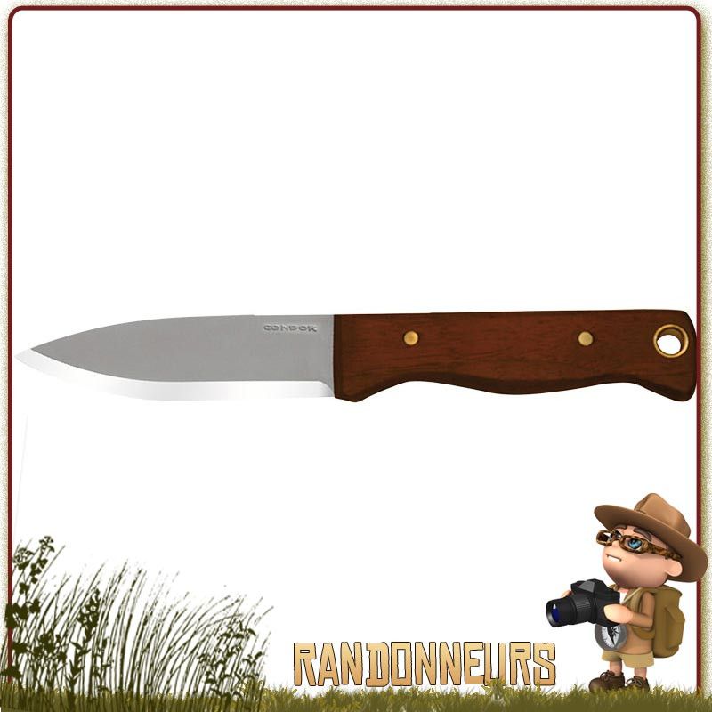 Couteau CONDOR BUSHCRAFT BUSHLORE Lame acier 1075 High Carbon 11 cm effet stonewash. Manche bois de noyer. Etui cuir Couteau CONDOR BUSHCRAFT BUSHLORE Lame acier 1075 High Carbon 11 cm effet stonewash. Manche bois de noyer. Etui cuir