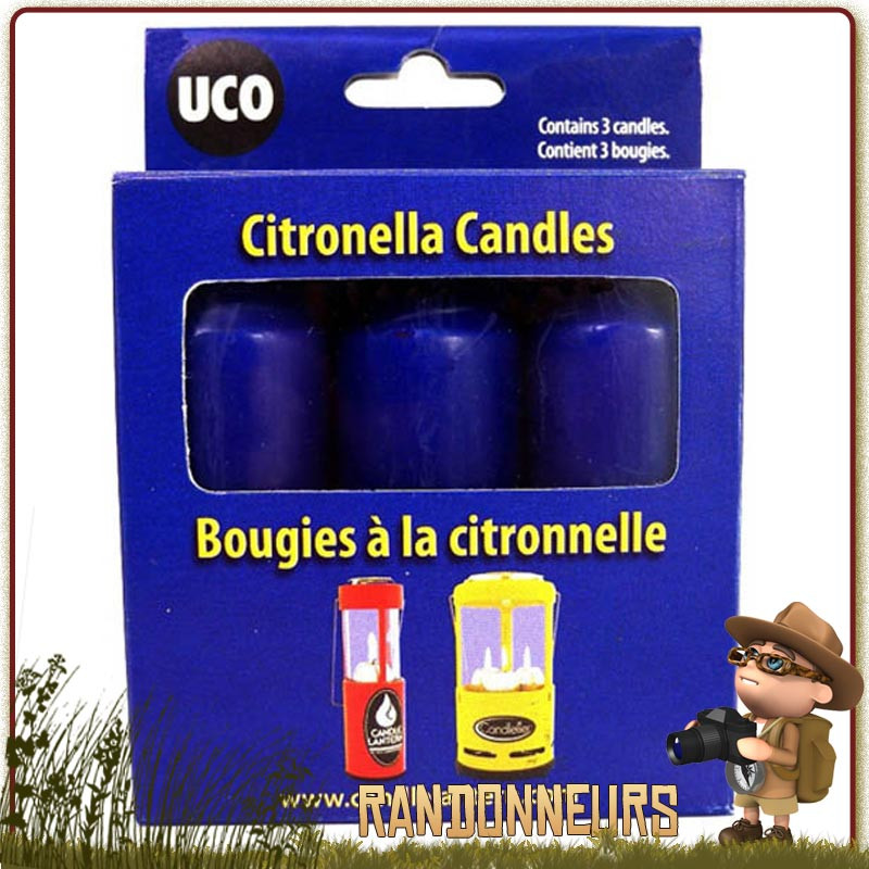 Pack Trois Bougies de rechange Citronnelle UCO éclairage pendant 9 heures longue durée et répulsif moustiques Pack Trois Bougies de rechange Citronnelle UCO éclairage pendant 9 heures longue durée et répulsif moustiques