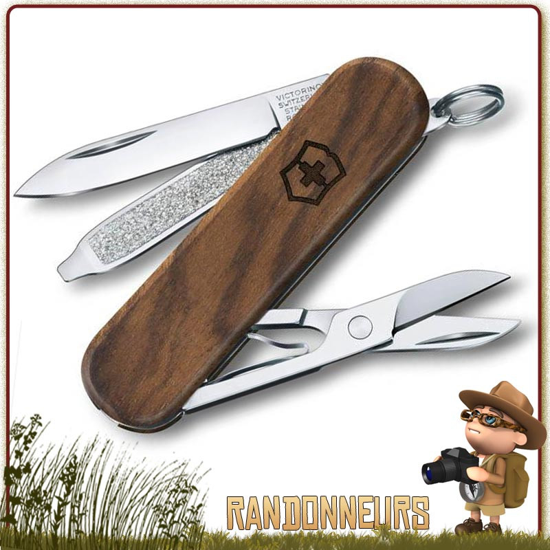 Couteau Suisse Victorinox Classic manche bois Noyer avec 5 fonctions et 3 pièces multifonctions Victorinox manche bois Couteau Suisse Victorinox Classic manche bois Noyer avec 5 fonctions et 3 pièces multifonctions Victorinox manche bois