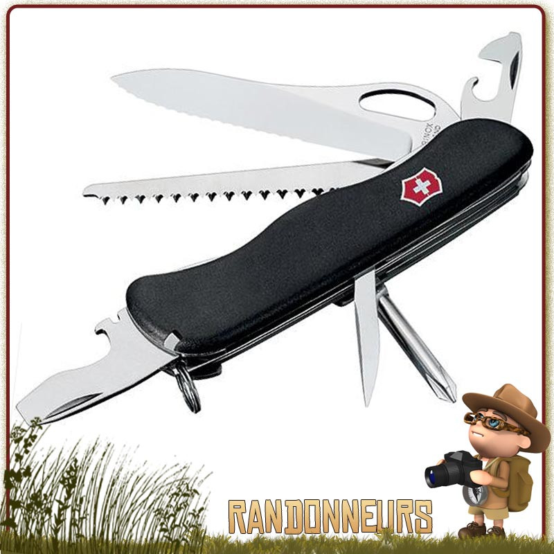 Couteau Suisse TRAILMASTER MILITARY NOIR Victorinox tranchant ondulé 1/3 lisse et 2/3 dentée anti-reflet Couteau Suisse TRAILMASTER MILITARY NOIR Victorinox tranchant ondulé 1/3 lisse et 2/3 dentée anti-reflet
