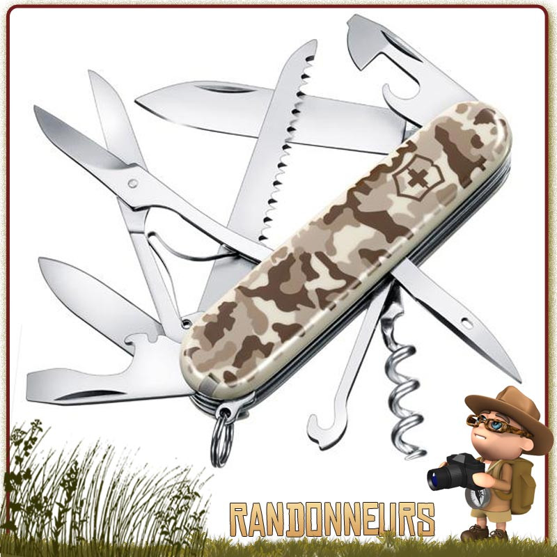 Couteau Victorinox Huntsman Camouflage Désert 16 fonctions et 11 pièces lame 7 cm spécial camouflage armée Couteau Victorinox Huntsman Camouflage Désert 16 fonctions et 11 pièces lame 7 cm spécial camouflage armée