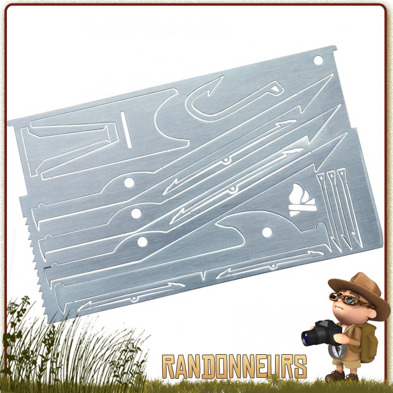 Carte d'outils bushcraft survie nature inox multi fonctions équipement de survie chasse pêche craft Bushcraft Essentials Carte d'outils bushcraft survie nature inox multi fonctions équipement de survie chasse pêche craft Bushcraft Essentials
