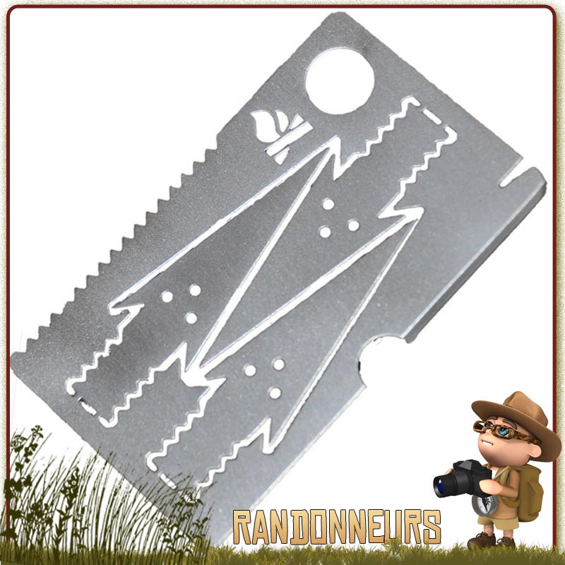 Carte de Survie Bushcraft Essentials - Carte de survie acier inoxydable avec scie, lame et pointes de flèche intégrées Carte de Survie Bushcraft Essentials - Carte de survie acier inoxydable avec scie, lame et pointes de flèche intégrées